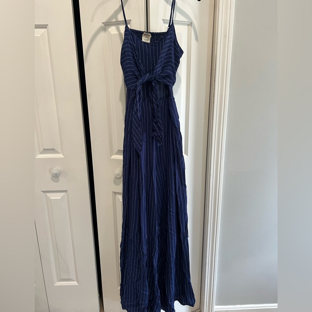 Navy blue striped jumpsuit
